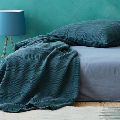 Lixa bedspread, teal, 100% cotton