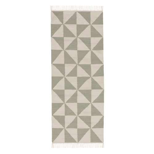 Almi runner, mint & off-white, 100% wool & 100% cotton | URBANARA runners
