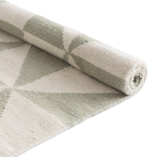 Almi runner, mint & off-white, 100% wool & 100% cotton |High quality homewares