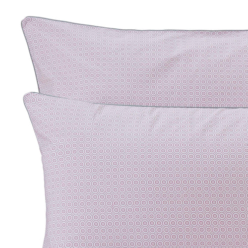 Cheles pillowcase, white & raspberry & green grey, 100% cotton | URBANARA percale bedding