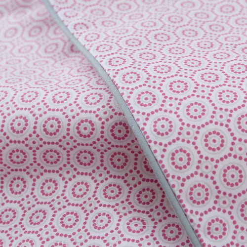 Cheles pillowcase, white & raspberry & green grey, 100% cotton |High quality homewares