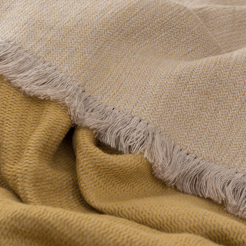Alkas blanket, ochre & stone grey, 50% linen & 50% cotton | URBANARA cotton blankets
