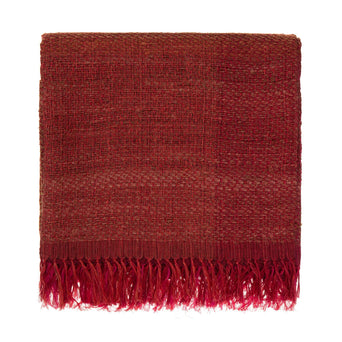 Birami blanket, red & orange & mustard, 60% linen & 40% silk