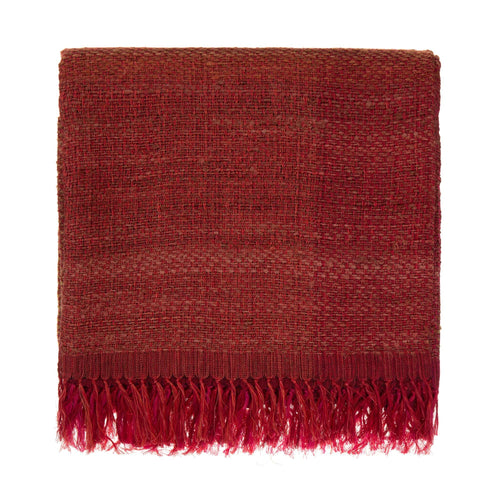 Birami blanket, red & orange & mustard, 60% linen & 40% silk