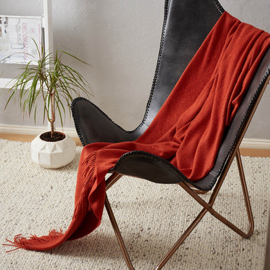 Arica blanket, rust orange, 100% baby alpaca wool