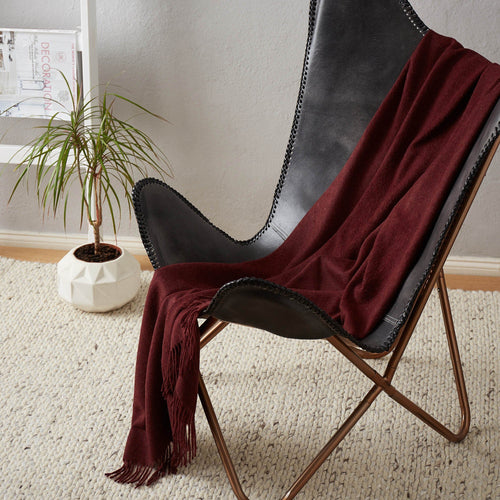 Arica Alpaca Blanket bordeaux red, 100% baby alpaca wool | URBANARA alpaca blankets