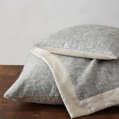 Fyn Cushion Cover grey & natural, 95% new wool & 5% linen | Find the perfect cushion covers