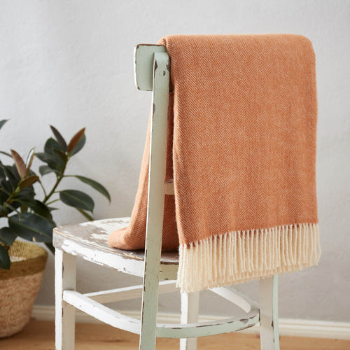 Corcovado blanket, terracotta & off-white, 50% alpaca wool & 50% merino wool | URBANARA alpaca blankets