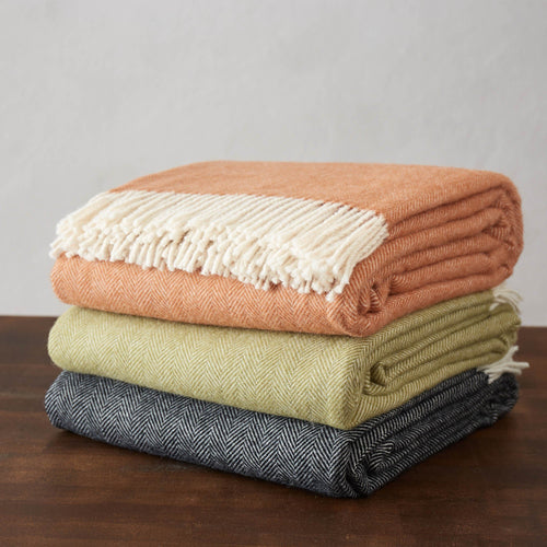 Corcovado blanket, terracotta & off-white, 50% alpaca wool & 50% merino wool |High quality homewares