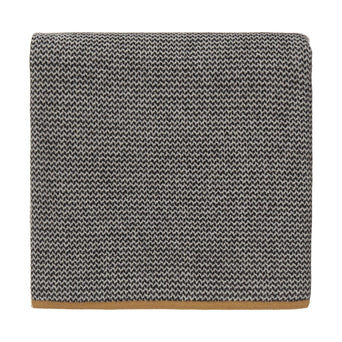 Foligno blanket, black & cream & ochre, 100% cashmere wool