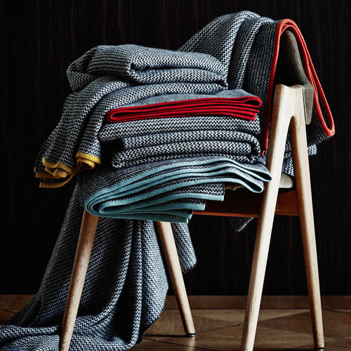 Foligno blanket, black & cream & ochre, 100% cashmere wool | URBANARA cashmere blankets