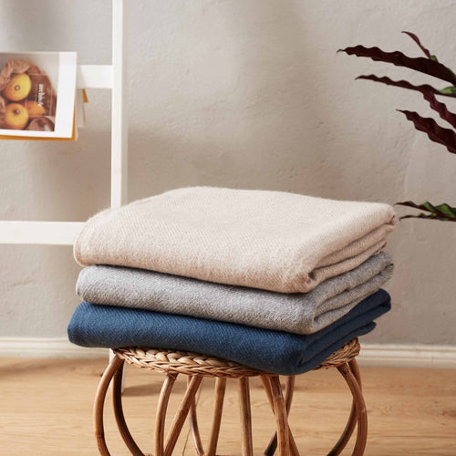 Almora blanket, grey blue, 50% cashmere wool & 50% wool | URBANARA cashmere blankets