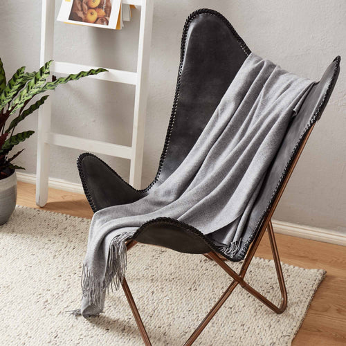 Almora blanket, light grey, 50% cashmere wool & 50% wool |High quality homewares