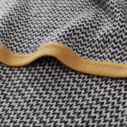 Foligno Cashmere Scarf black & cream & ochre, 100% cashmere wool | High quality homewares