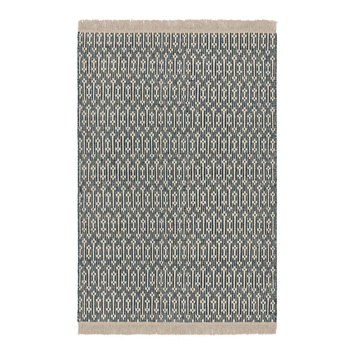 Lumaco rug, teal & off-white, 100% wool | URBANARA wool rugs