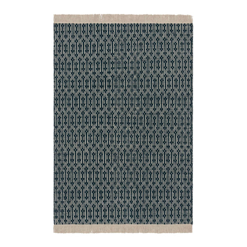 Lumaco rug, teal & off-white, 100% wool |High quality homewares