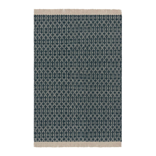 Lumaco rug, teal & off-white, 100% wool |High quality homewares