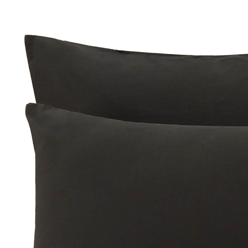 Perpignan pillowcase, black, 100% combed cotton | URBANARA percale bedding