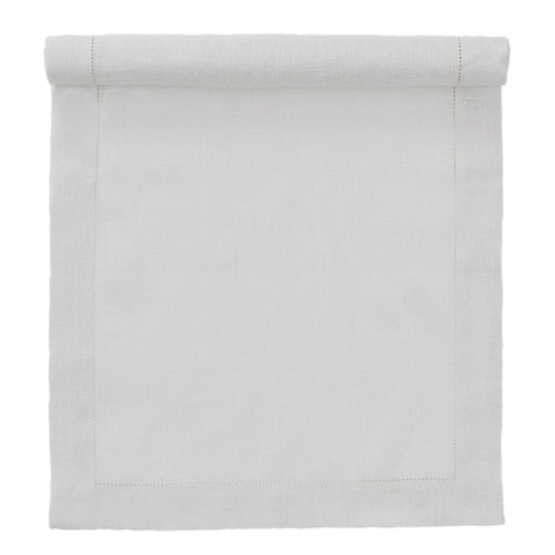Cavaillon table runner, silver & white, 87% linen & 13% lurex