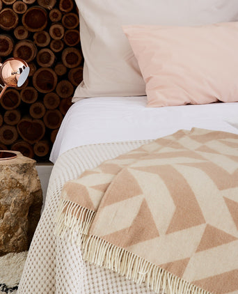 Farum blanket, beige & cream, 100% merino wool