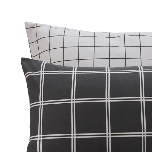 Brelade pillowcase, charcoal & light grey, 100% cotton | URBANARA flannel bedding
