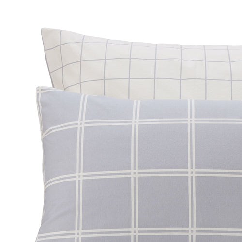 Brelade pillowcase, light grey & cream, 100% cotton | URBANARA flannel bedding