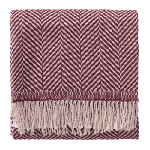 Salla blanket, bordeaux red & dusty pink, 100% new wool