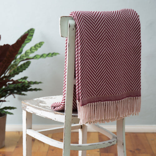 Salla blanket, bordeaux red & dusty pink, 100% new wool |High quality homewares