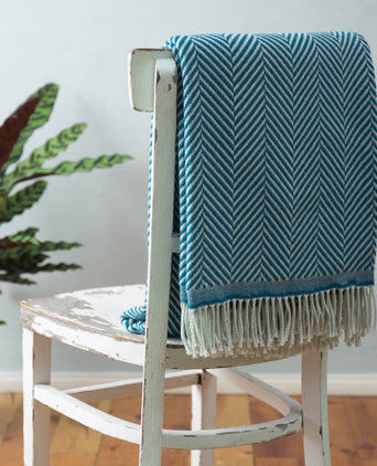 Salla blanket, teal & mint, 100% new wool