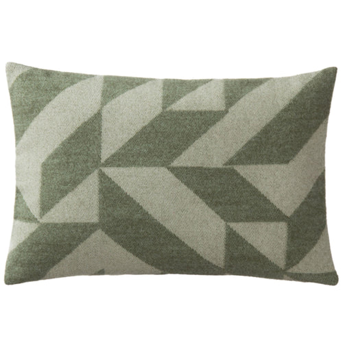 Farum cushion cover, green & cream, 100% merino wool