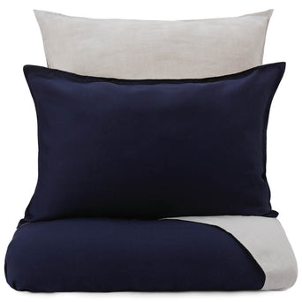 Cercosa duvet cover, dark blue & natural, 100% linen