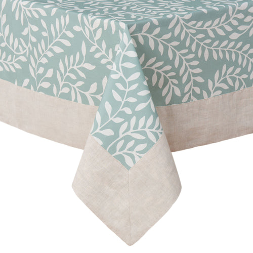Eixo table cloth, grey green & white & natural, 100% cotton & 100% linen