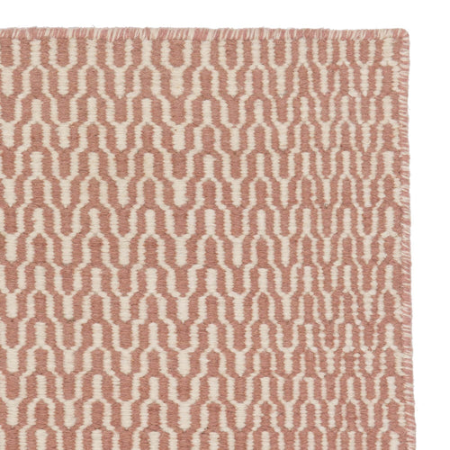 Overod runner, dusty pink & off-white, 100% new wool & 100% cotton