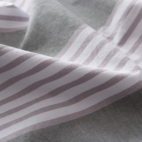 Beja pillowcase, green grey & grey & white, 100% cotton | URBANARA percale bedding