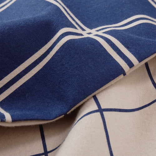 Brelade pillowcase, dark blue & beige, 100% cotton | URBANARA flannel bedding