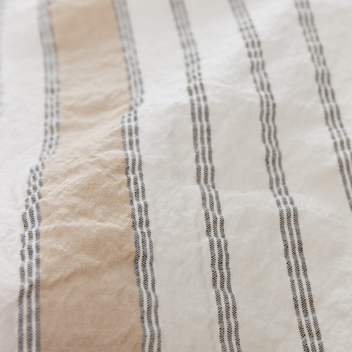 Minho duvet cover, natural white & mustard & black, 93% cotton & 7% linen |High quality homewares