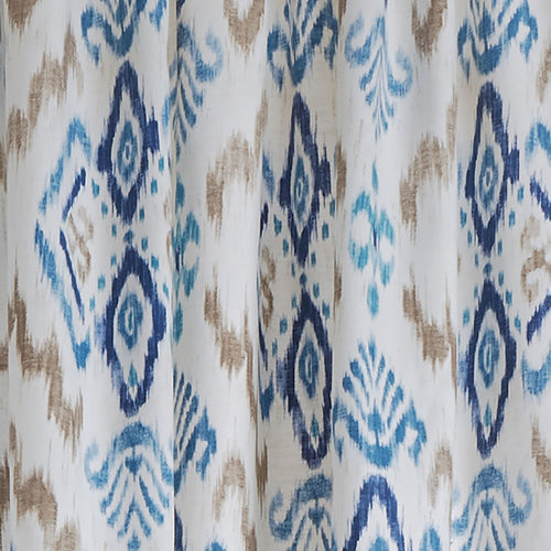 Suide curtain, natural white & dark blue & denim blue, 65% linen & 35% polyester |High quality homewares
