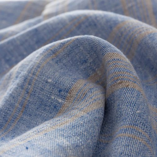 Lusis table cloth, light blue & natural, 100% linen | URBANARA tablecloths