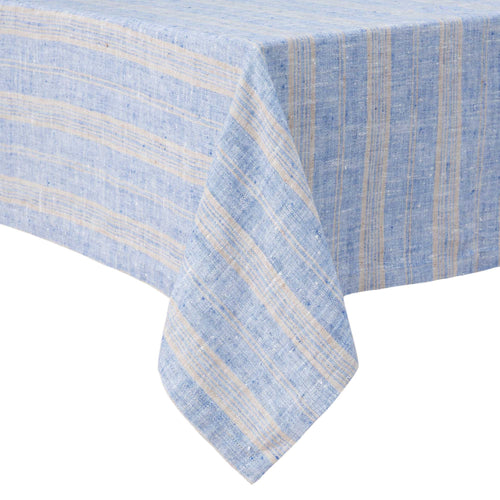 Lusis table cloth, light blue & natural, 100% linen