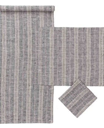 Lusis table cloth, black & natural, 100% linen