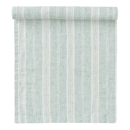 Lusis table runner, mint & white, 100% linen