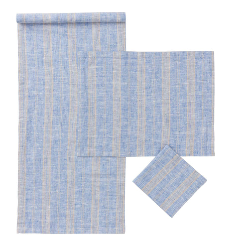 Lusis napkin, light blue & natural, 100% linen | URBANARA napkins