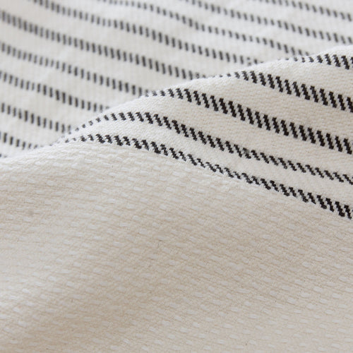 Kadan bedspread, cream & black, 50% linen & 50% cotton |High quality homewares