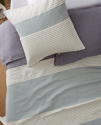 Kadan bedspread, grey green & cream, 50% linen & 50% cotton