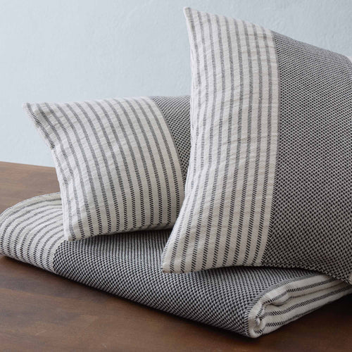 Kadan cushion cover, black & cream, 50% linen & 50% cotton | URBANARA cushion covers