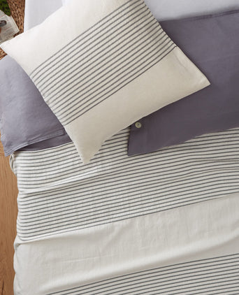 Kadan cushion cover, cream & black, 50% linen & 50% cotton