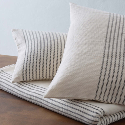 Kadan cushion cover, cream & black, 50% linen & 50% cotton | URBANARA cushion covers