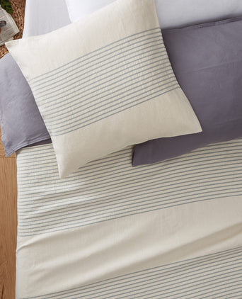 Kadan cushion cover, cream & grey green, 50% linen & 50% cotton