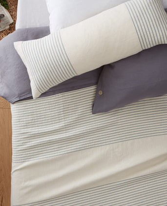 Kadan cushion cover, cream & grey green, 50% linen & 50% cotton