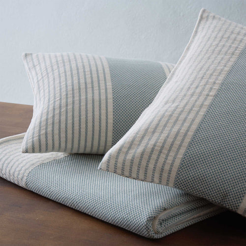 Kadan cushion cover, grey green & cream, 50% linen & 50% cotton | URBANARA cushion covers